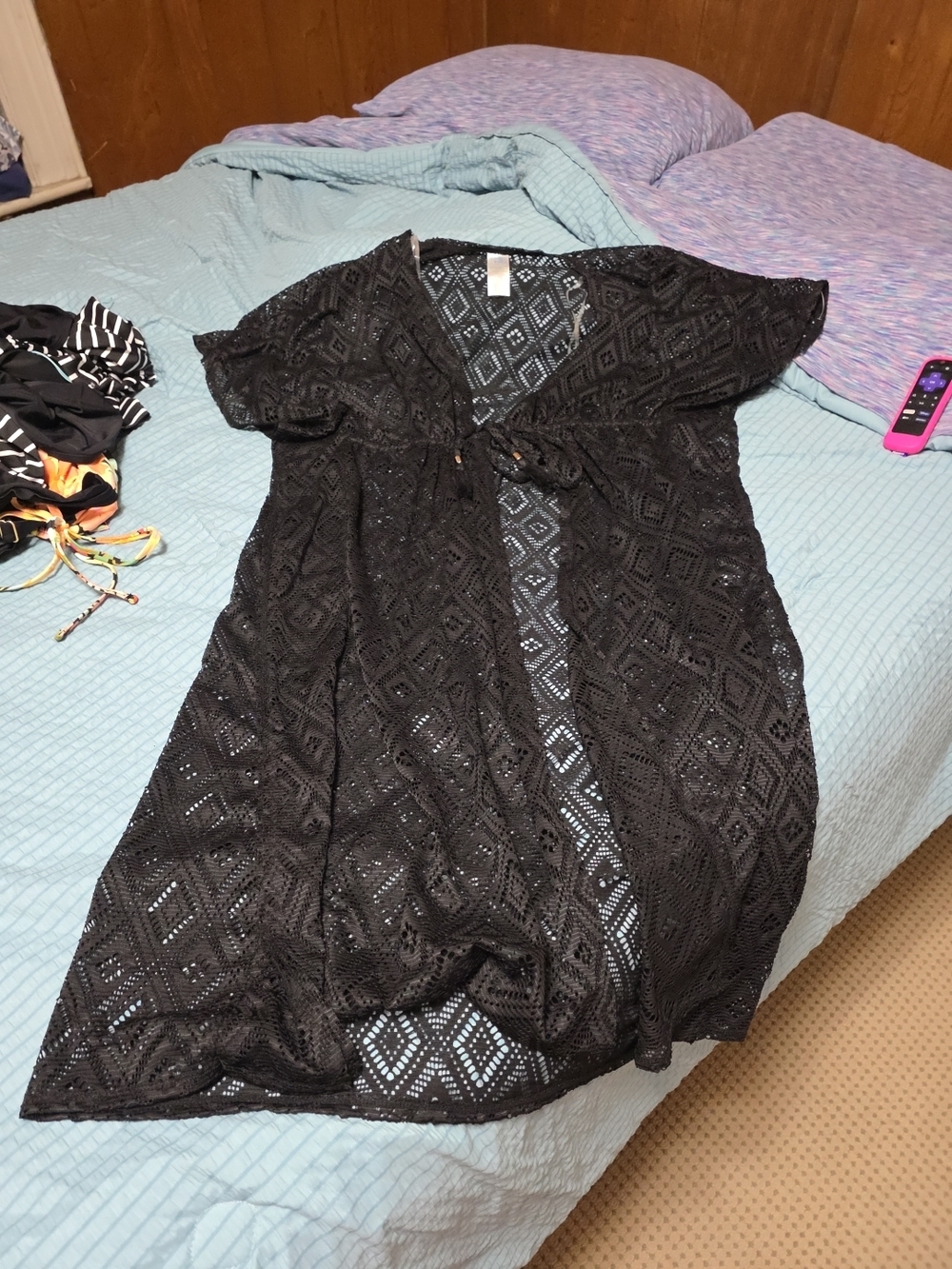 Time and Tru Black Crochet Lace Topper